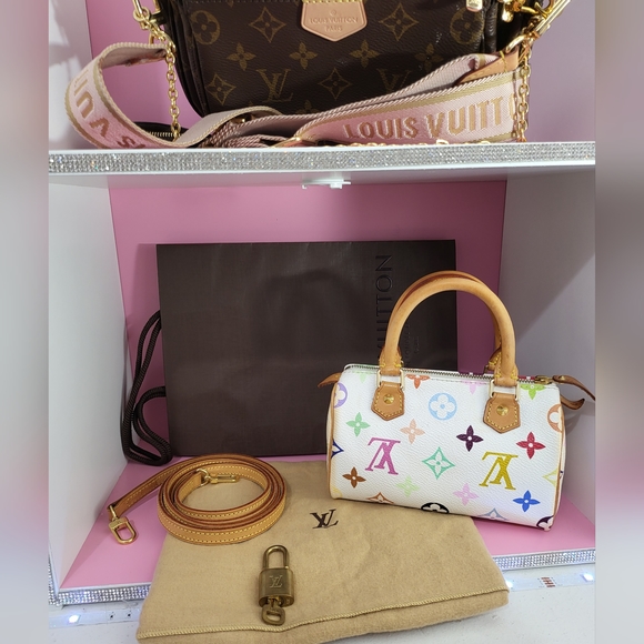 ♡ Louis Vuitton White Multicolor Mini Speedy ♡ - Picture 1 of 10